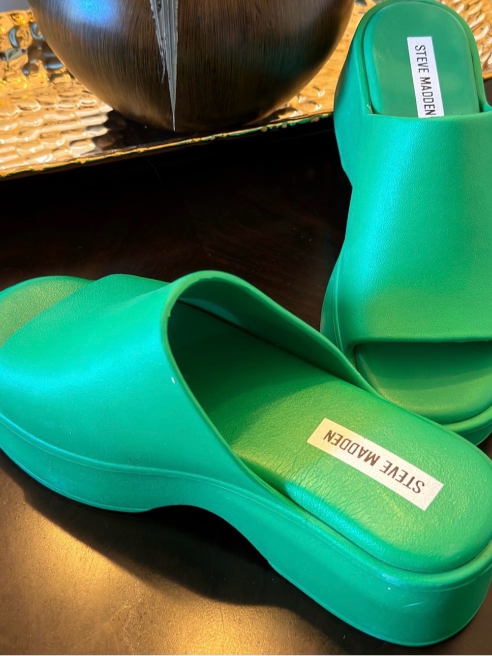 Steve Madden Emerald Green Platform Slide Mules